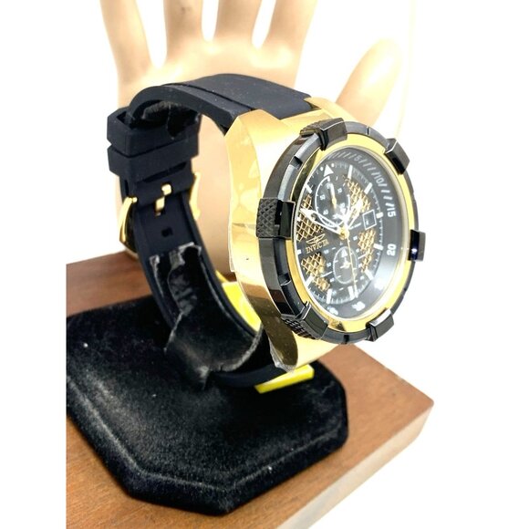 Invicta Men's Watch 28100 Aviator Quartz Gold Black Dial Chronograph Rubber Band - Picture 15 of 15